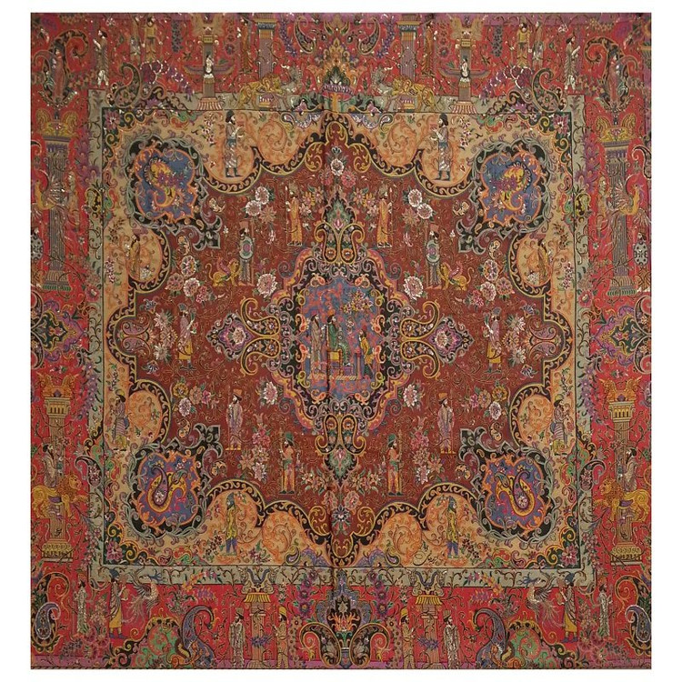 رومیزی مربع ترمه ابریشم کد TRM19