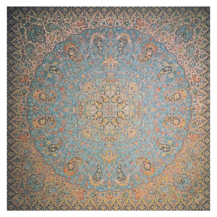 رومیزی مربع ترمه ابریشم تار سفید کد TRM114