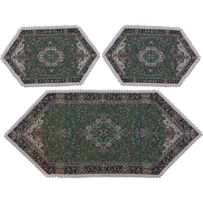 ست سه تکه رومیزی ترمه ابریشم کد TRSETE13