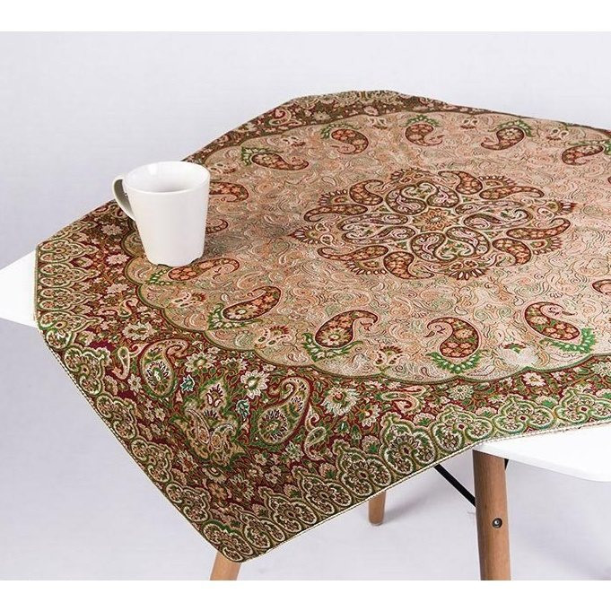رومیزی مربع ترمه ابریشم کد TRM15