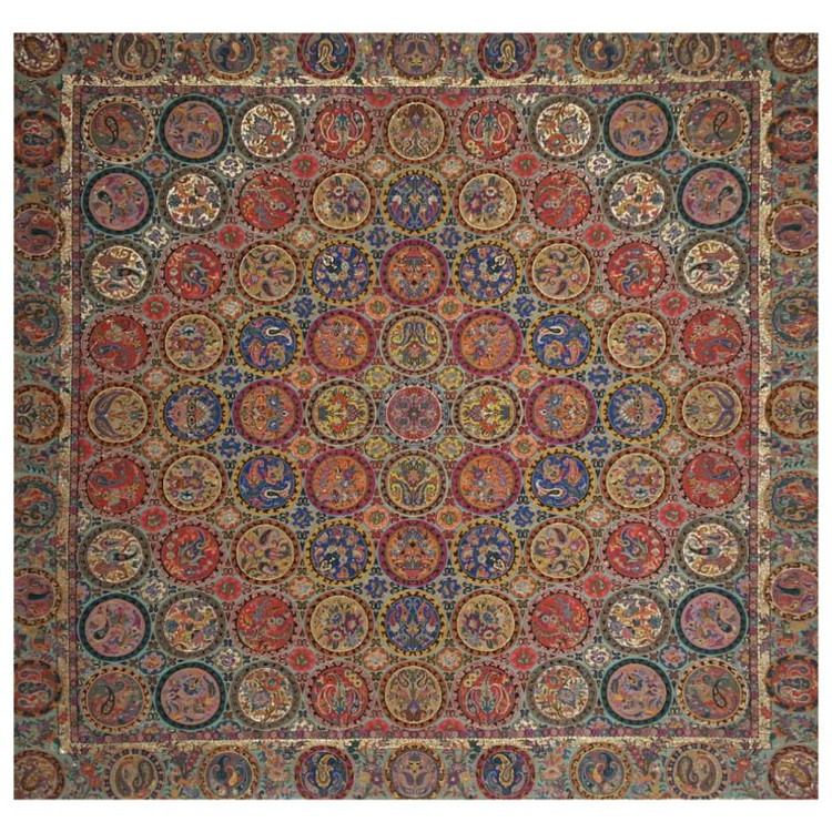 رومیزی مربع ترمه ابریشم کد TRM120