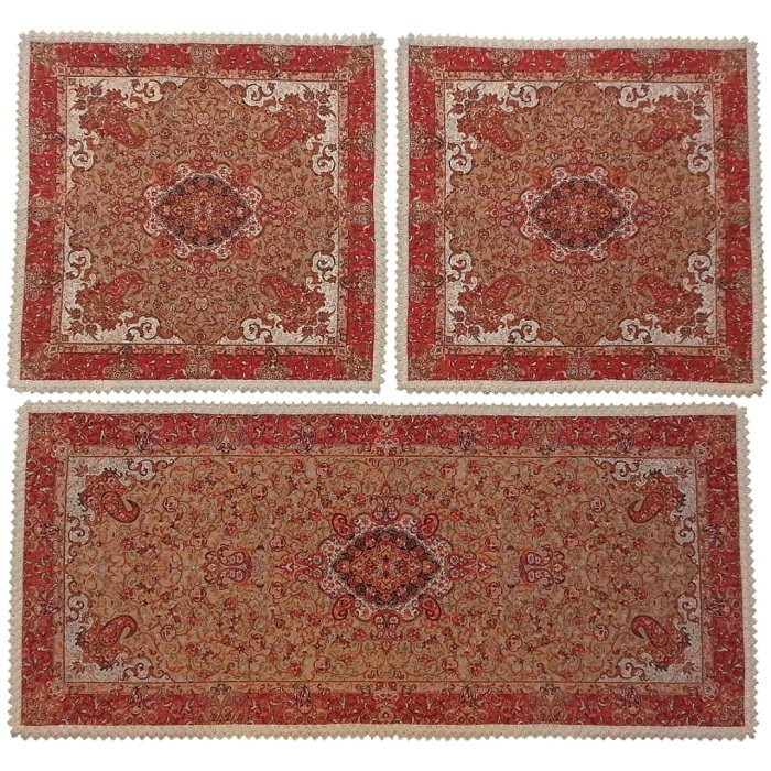 ست سه تکه رومیزی ترمه ابریشم کد TRSETE3