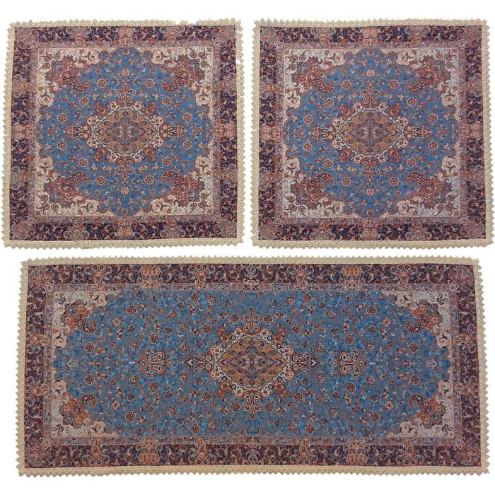 ست سه تکه رومیزی ترمه ابریشم کد TRSETE8