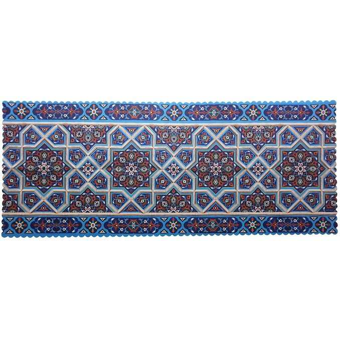 رومیزی مستطیل مخمل کوبیده طرح کاشی کد MAKHMOS13