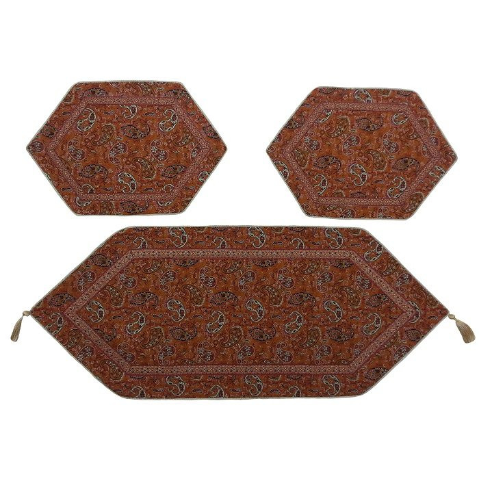 ست 3 تکه رومیزی ترمه ابریشم کد TRSETE48