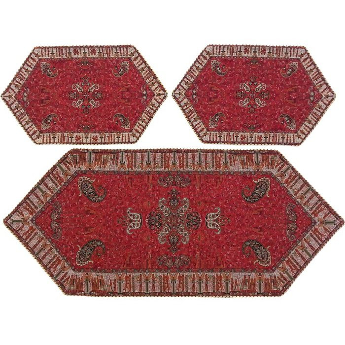 ست 3 تکه رومیزی ترمه ابریشم کد TRSETE20