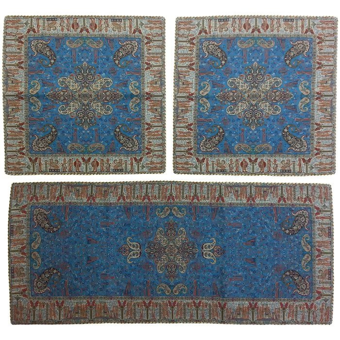 ست سه تکه رومیزی ترمه ابریشم کد TRSETE19