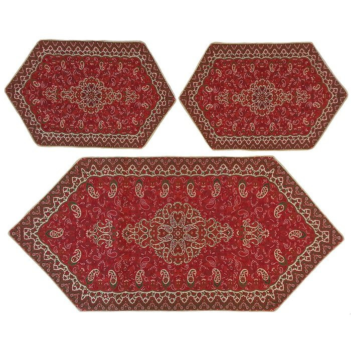 ست 3 تکه رومیزی ترمه ابریشم کد TRSETE44
