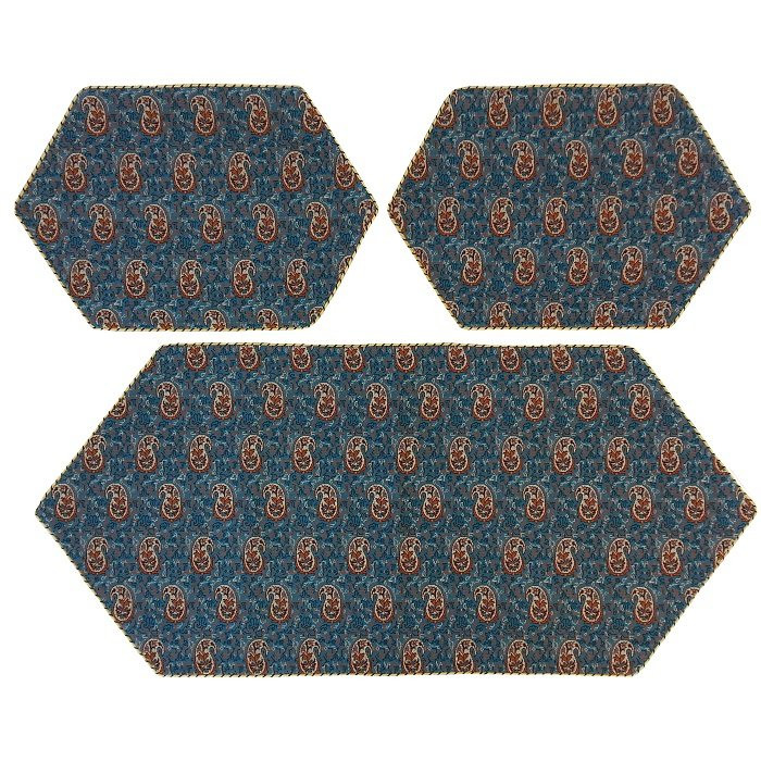 ست 3 تکه رومیزی ترمه ابریشم کد TRSETE38