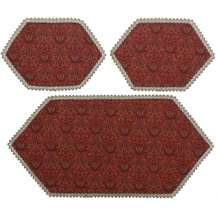ست 3 تکه رومیزی ترمه ابریشم کد TRSETE54
