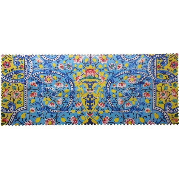 رومیزی مستطیل مخمل کوبیده طرح کاشی کد MAKHMOS15