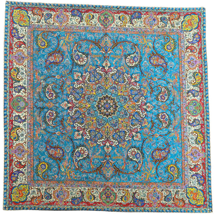 رومیزی مربع ترمه ابریشم کد TRM160