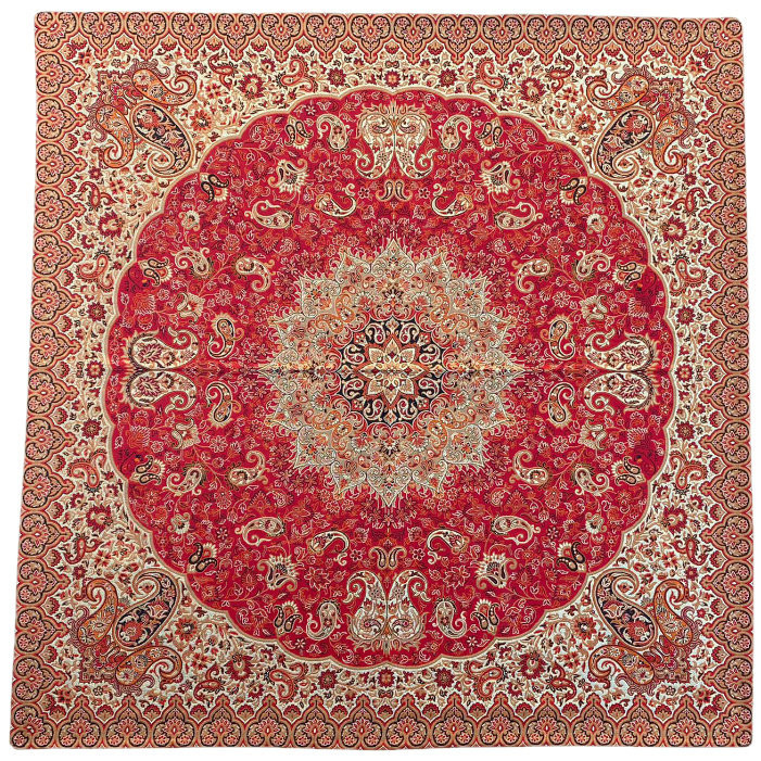 رومیزی مربع ترمه ابریشم کد TRM192