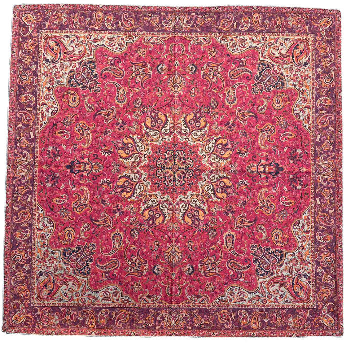 رومیزی مربع ترمه ابریشم کد TRM170