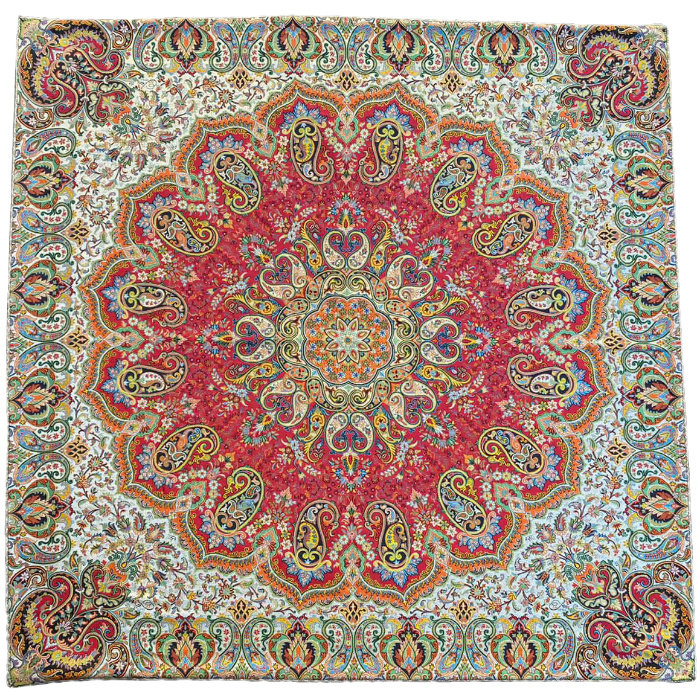 رومیزی مربع ترمه ابریشم کد TRM174