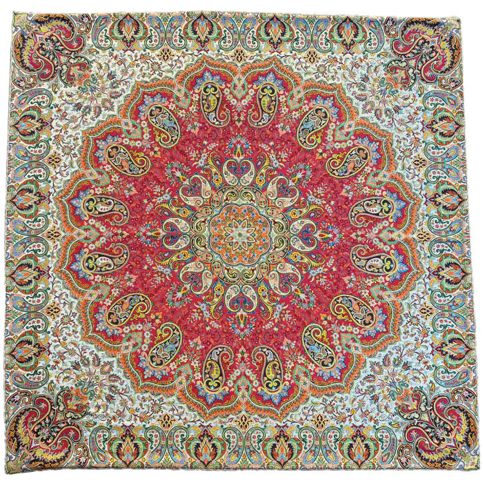 رومیزی مربع ترمه ابریشم کد TRM174