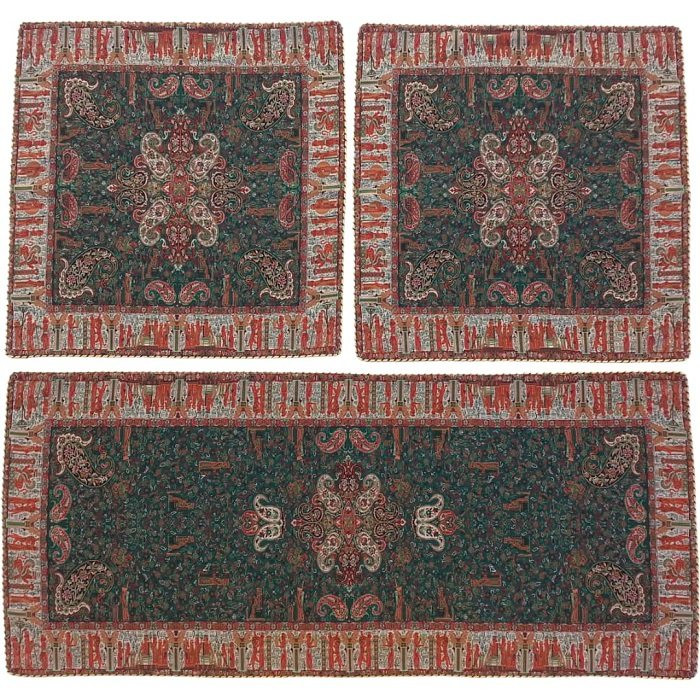 ست 3 تکه رومیزی ترمه ابریشم کد TRSETE18