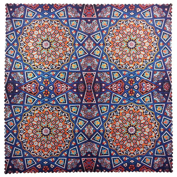 رومیزی مربع مخمل کوبیده طرح کاشی کد MAKHMOR17