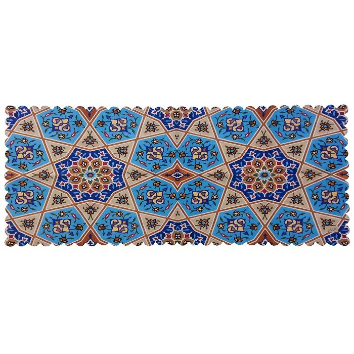 رومیزی مستطیل مخمل کوبیده طرح کاشی کد MAKHMOS38