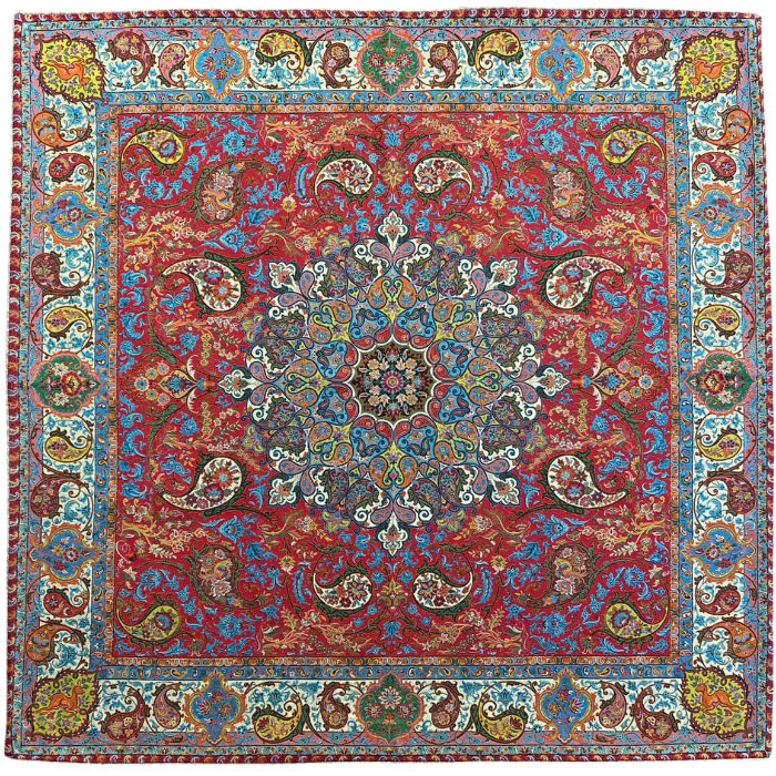 رومیزی مربع ترمه ابریشم کد TRM159