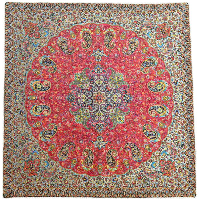 رومیزی مربع ترمه ابریشم کد TRM154