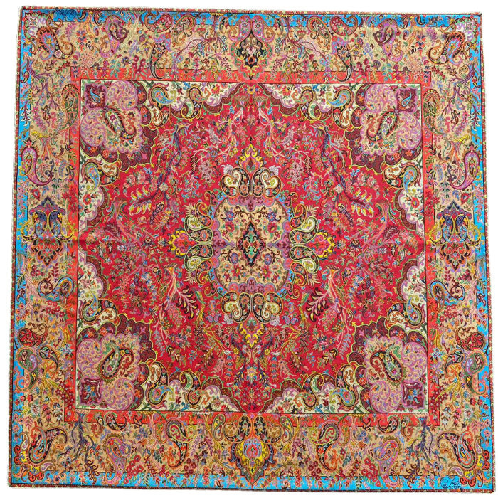 رومیزی مربع ترمه ابریشم کد TRM177