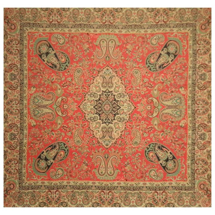 رومیزی مربع ترمه ابریشم تار سفید کد TRM99