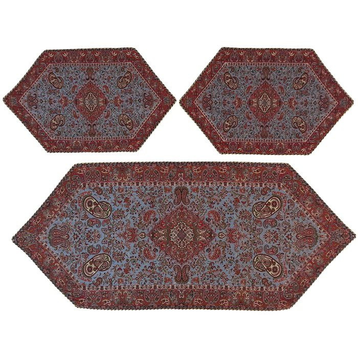 ست 3 تکه رومیزی ترمه ابریشم کد TRSETE25