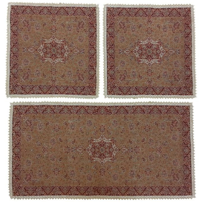 ست سه تکه رومیزی ترمه ابریشم کد TRSETE16