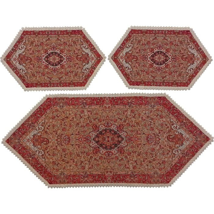 ست سه تکه رومیزی ترمه ابریشم کد TRSETE11