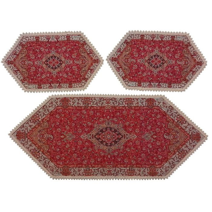 ست سه تکه رومیزی ترمه ابریشم کد TRSETE10