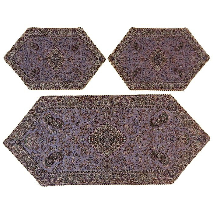 ست 3 تکه رومیزی ترمه ابریشم کد TRSETE28
