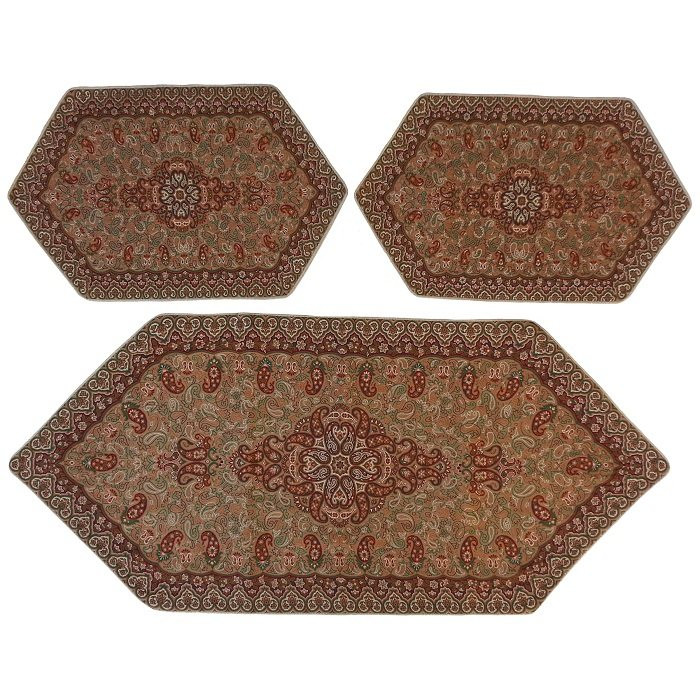 ست 3 تکه رومیزی ترمه ابریشم کد TRSETE43