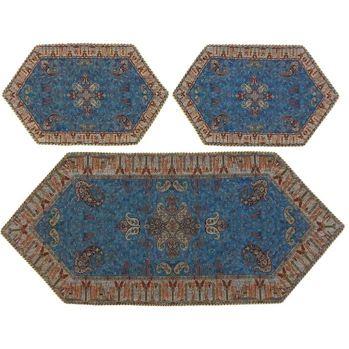 ست 3 تکه رومیزی ترمه ابریشم کد TRSETE21