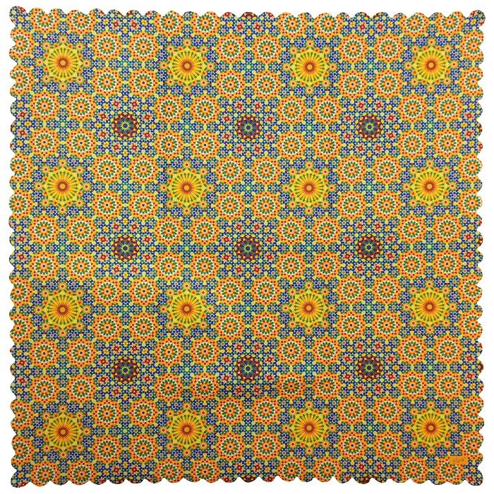رومیزی مربع مخمل کوبیده طرح کاشی کد MAKHMOR1