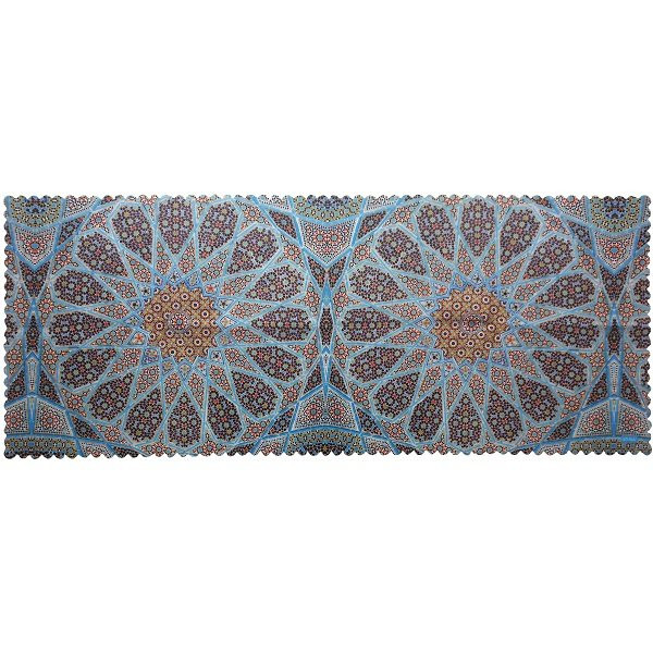 رومیزی مستطیل مخمل کوبیده طرح کاشی کد MAKHMOS30