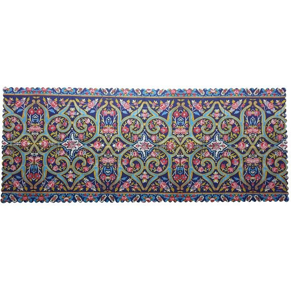 رومیزی مستطیل مخمل کوبیده طرح کاشی کد MAKHMOS25