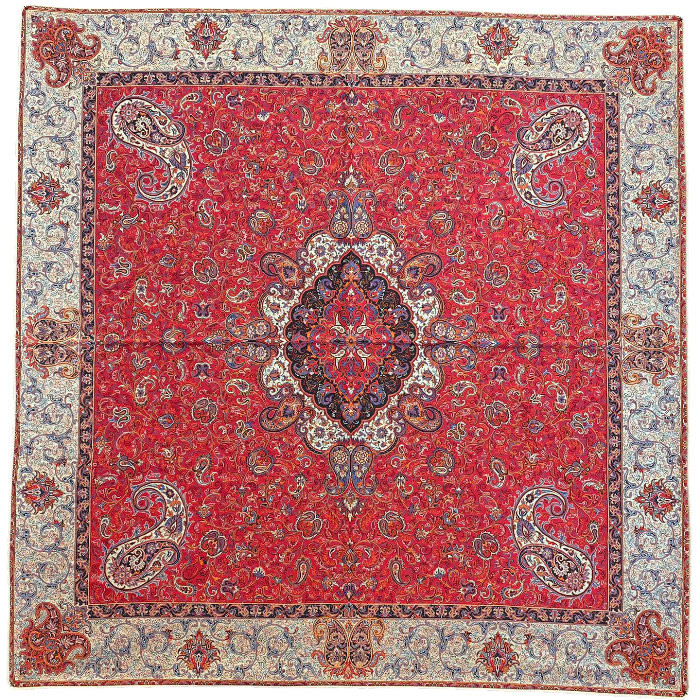 رومیزی مربع ترمه ابریشم کد TRM187