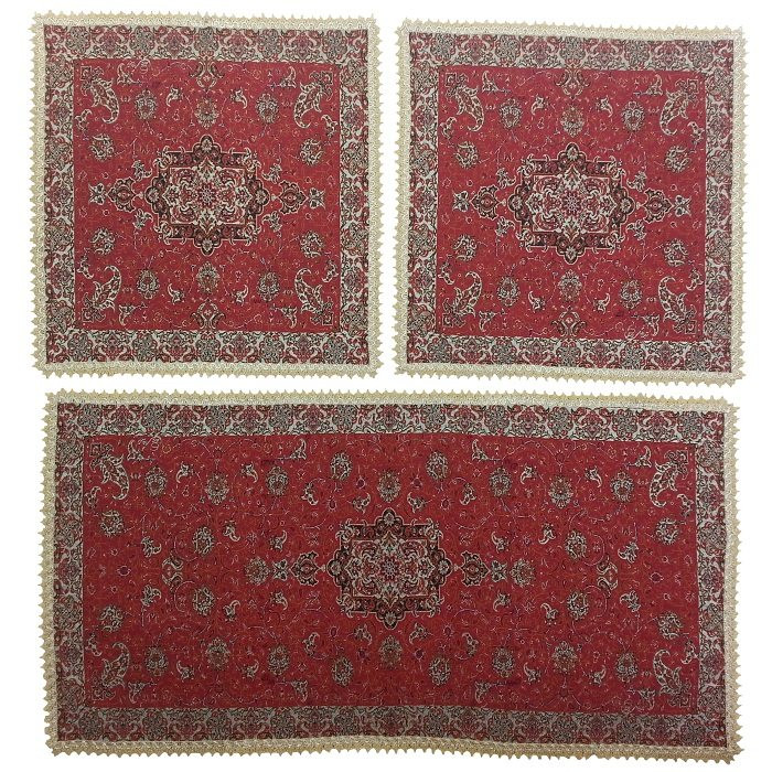 ست سه تکه رومیزی ترمه ابریشم کد TRSETE15