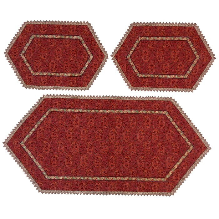 ست 3 تکه رومیزی ترمه ابریشم کد TRSETE37