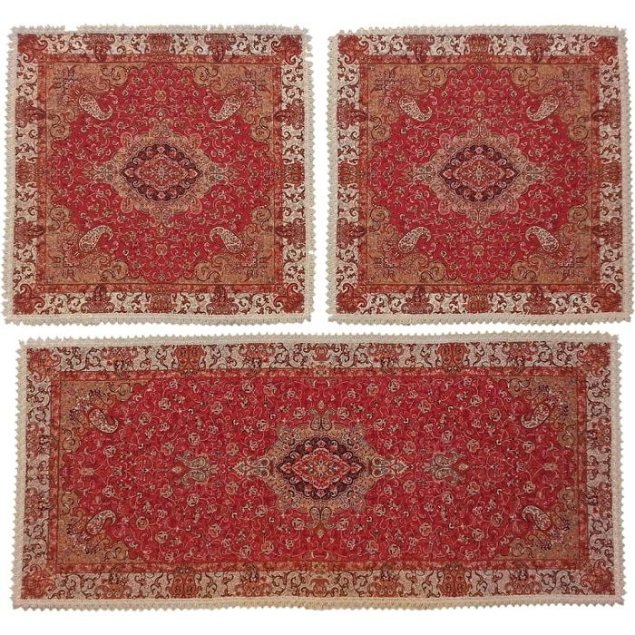ست سه تکه رومیزی ترمه ابریشم کد TRSETE4