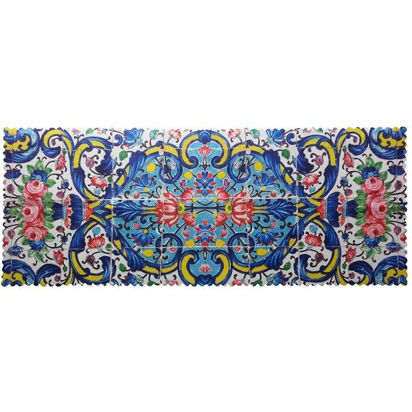 رومیزی مستطیل مخمل کوبیده طرح کاشی کد MAKHMOS24