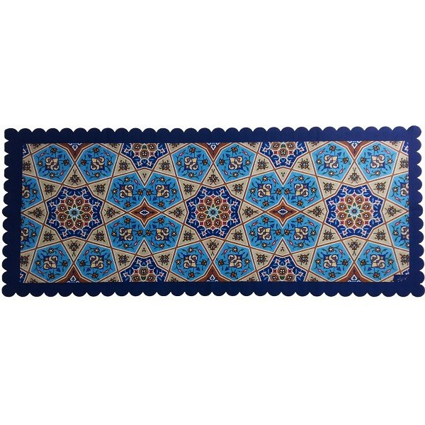 رومیزی مستطیل مخمل کوبیده طرح کاشی کد MAKHMOS8
