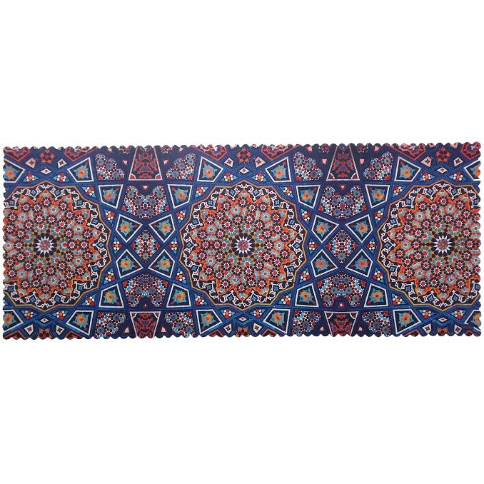 رومیزی مستطیل مخمل کوبیده طرح کاشی کد KOOMAKH10