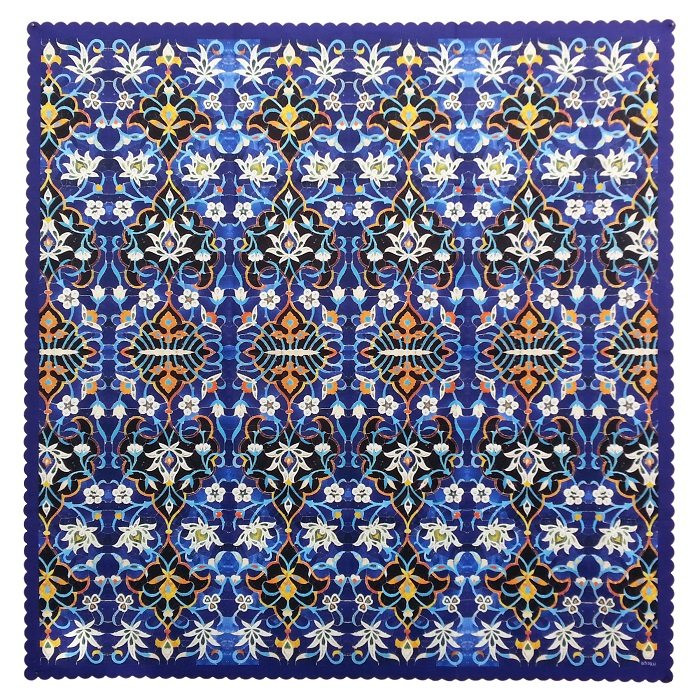 رومیزی مربع مخمل کوبیده طرح کاشی کد MAKHMOR22