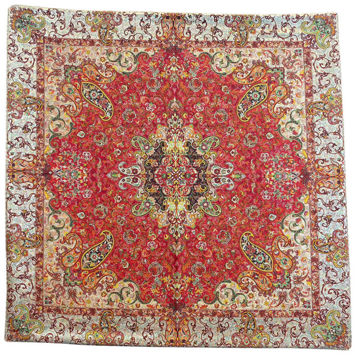 رومیزی مربع ترمه ابریشم کد TRM155