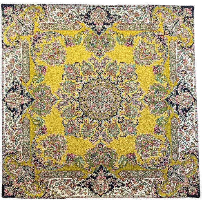 رومیزی مربع ترمه ابریشم کد TRM151
