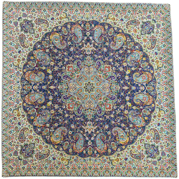 رومیزی مربع ترمه ابریشم کد TRM153