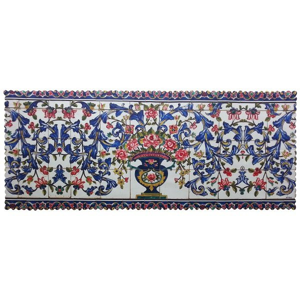رومیزی مستطیل مخمل کوبیده طرح کاشی کد MAKHMOS29