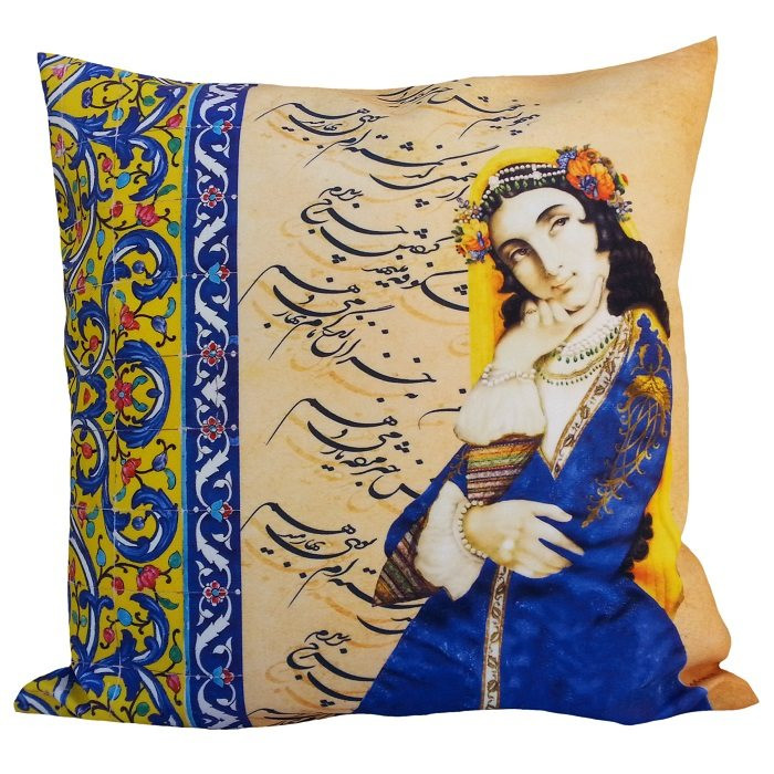 کاور کوسن مخمل کوبیده طرح شعر و کاشی کد MAKHQU27